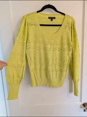 Banana Republic Neon Yellow Open weave Scoop Neck Sweater